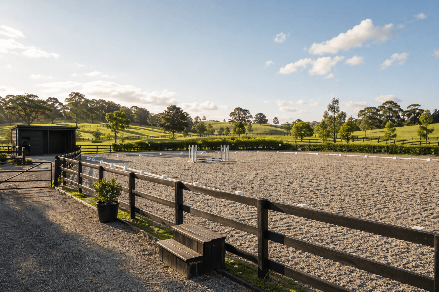 Willowbrook Stables facility view showing the bookable equestrian space